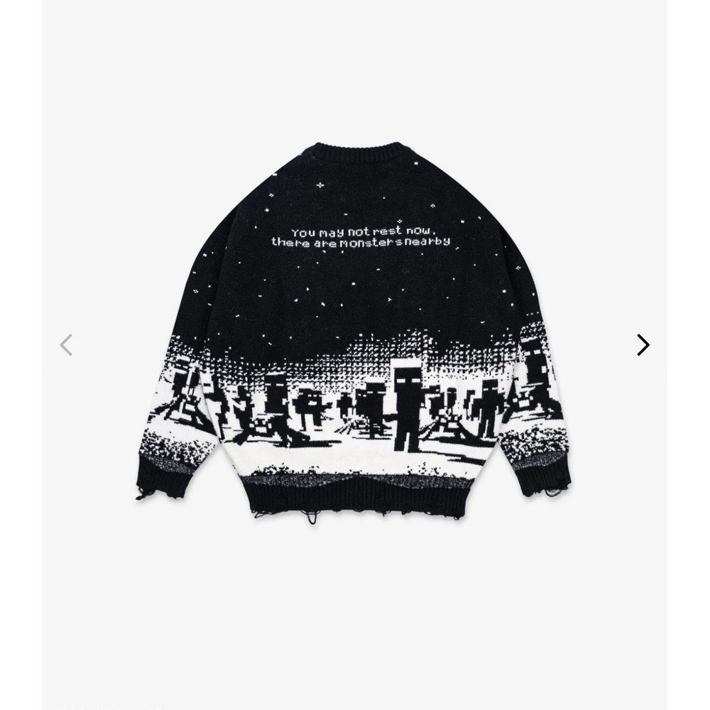 VeryCool Minecraft The Monsters Nearby Knit Sweater Black 2XL New With Tags